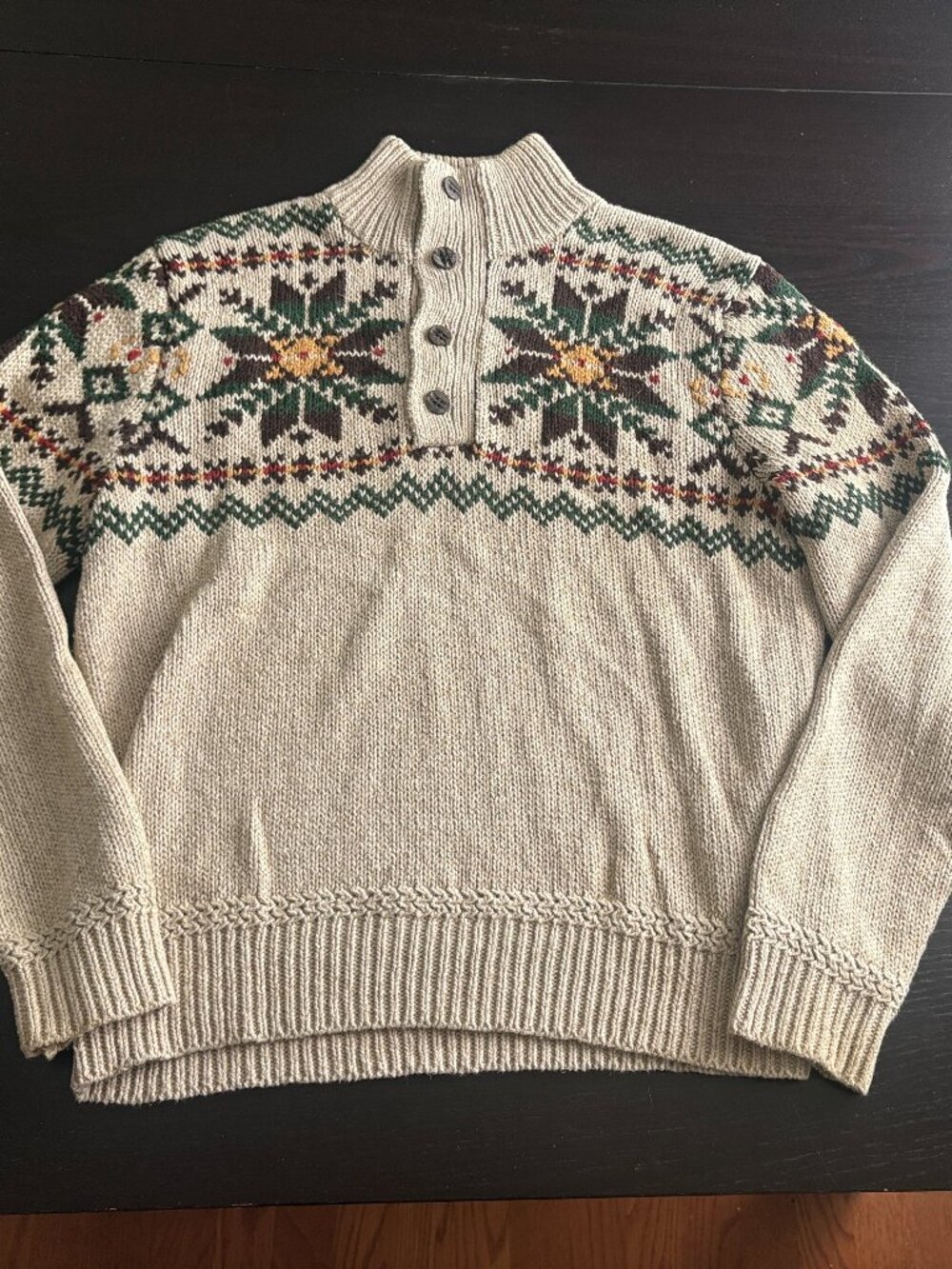 Vintage Mens Polo Ralph Lauren Cotton Linen Silk Button Sweater Size L / M